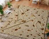 Tortilla Print Velveteen Plush Blanket | Novelty Food Pattern Bedroom Throw Available In Three Sizes