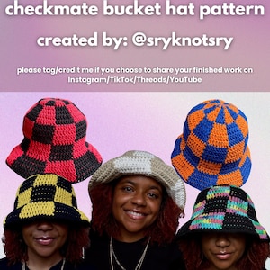 Checkmate Bucket Hat Crochet Pattern – PDF Digital Download, Checkered Bucket Hat Pattern, Beginner-Friendly Crochet Pattern | sryknotsry