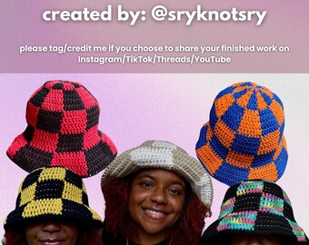 Patrón de crochet para gorro de pescador Checkmate – Descarga digital en PDF, Patrón de gorro de pescador a cuadros, Patrón de crochet para principiantes / sryknotsry