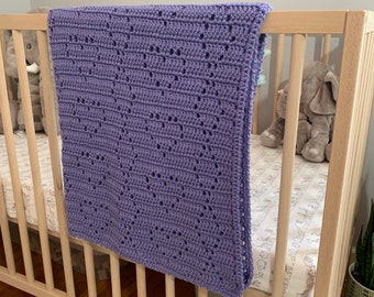 free shipping, handmade crochet baby blanket purple baby boy, baby girl