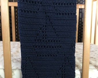 free shipping,baby blanket crochet handmade in dark blue, sailboats,handmade blue crochet sailboats baby blankets,ready to ship