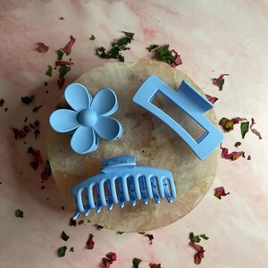 Set of 3 blue hair clips, easter basket stuffer, mothers day gift