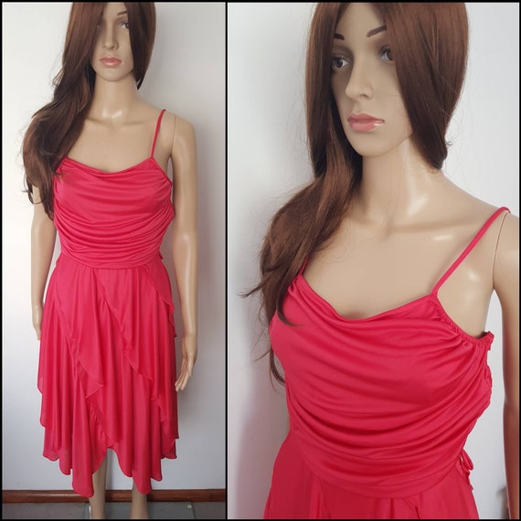 Vintage 70s Raspberry Studio 54 Hanky Hem Disco Mi