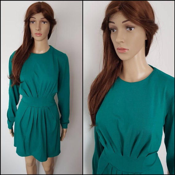 emerald green long sleeve mini dress