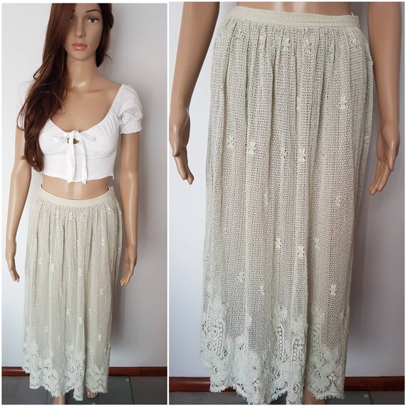 Rare Bill Atkinson Vintage 70s Sage Green Lace Max