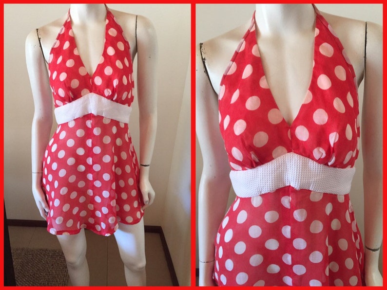 Polka Dot Halter Mini Dress