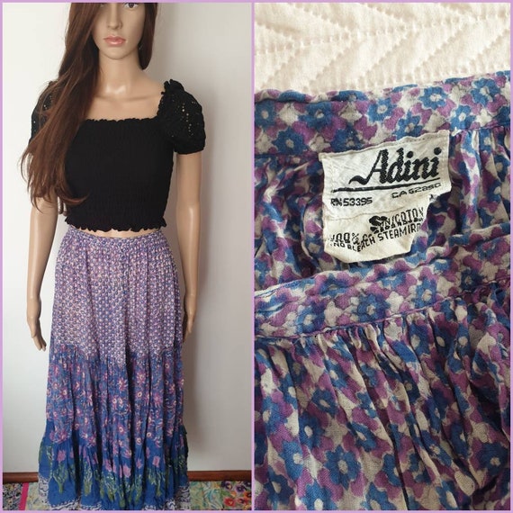 Rare Vintage 70s ADINI India Cotton Gauze Maxi Ski