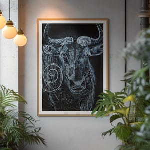 Impression d&#39;art gnous : portrait d&#39;animaux sauvages africains (téléchargement numérique)