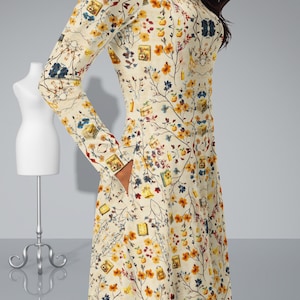 Pressed Flower Dress for Teachers, Elementary Teacher Dress Teacher Fashion, Teacher Dress, Back to School Teacher Dress