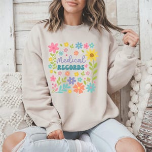 Boho Floral Medical Coder Sweatshirt: Healthcare Apparel