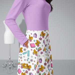 First Grade Teacher Dress, Elementary Teacher Dress Teacher Fashion, Back to School Teacher Dress, All-over print long sleeve midi dress