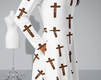 One Shoulder Christian Dress, Cross Detail, Fitted Silhouette - Etsy