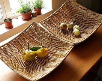 Rotan opbergvak, rustieke tafelmand, salontafelplaat