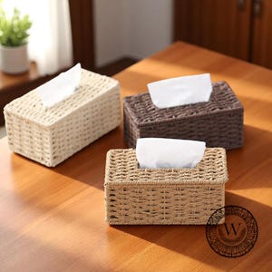 Rattan Tissue Box, Handmade Napkin Holder, Rustic Tissue Box, Woven Tissue Organiser, Retro Tissue Storage, Natural Tissue Case