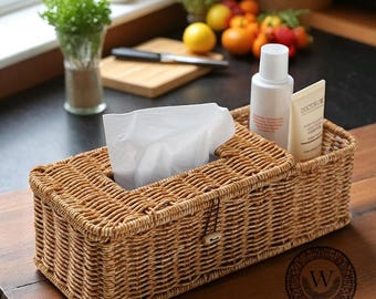 Woven Wicker Tissue Box Cover: Rustic Home Decor