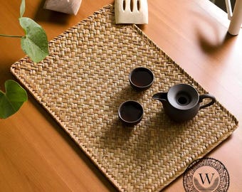 Posavasos rústico de paja para té: accesorio de mesa retro