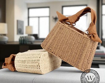 Woven Wicker Beach Tote Bag: Rustic Summer Purse