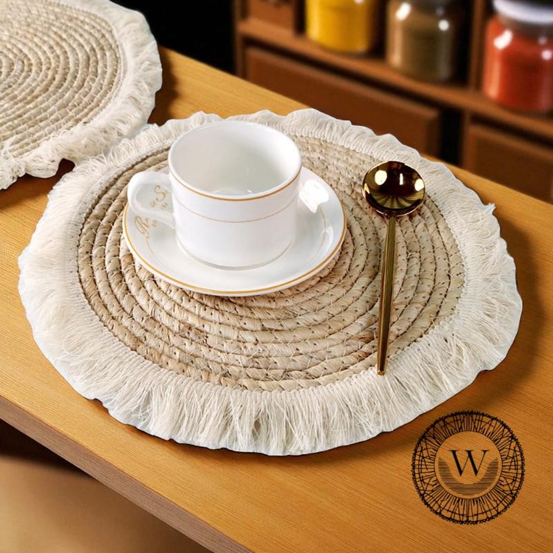 Rustic Rectangular Straw Table Woven Straw Table Mat: Rustic Tea Coaster, Neutral Decor - Etsy