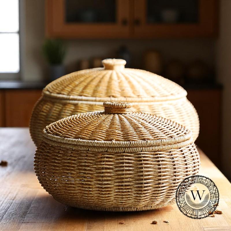Deckeldose rattan korb