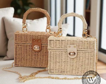Bolsa de cuerda de papel tejida: bolso de playa estilo vintage