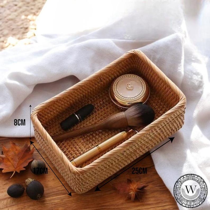 Handwoven Rattan Storage Box, Rustic Kitchen Organizer - Etsy