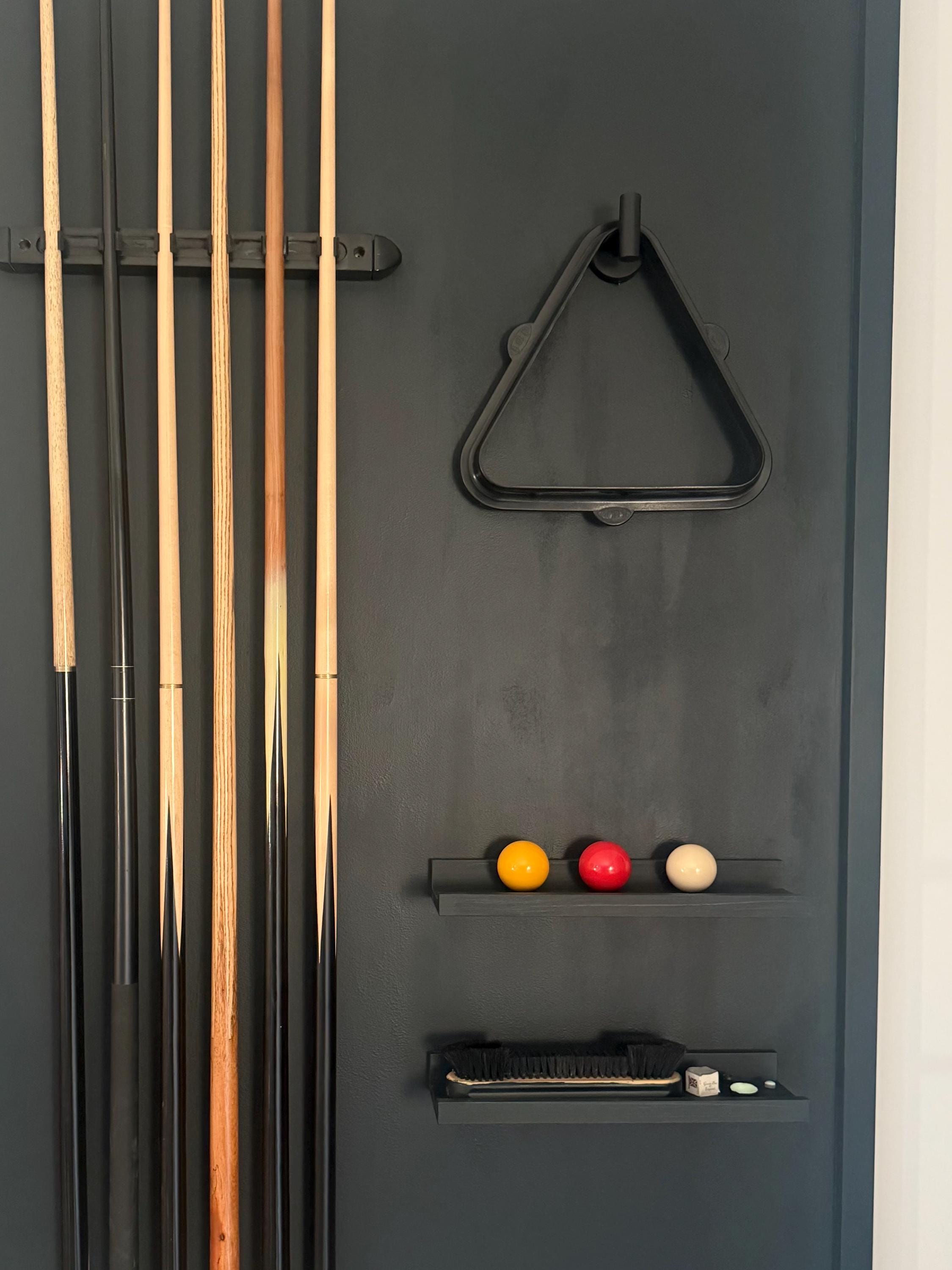 EXTCCT Pool Cue Rack Stick Holder - Wall Mount Billiards Pool Cue Rack Oak Solid Hardwood Pool Cue Set Holder For 6 Cues Sticks Storage Pool Table Accessories Equipment Organizer In Dubai