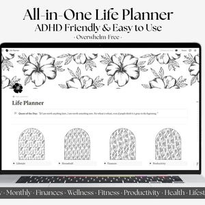 Customizable ADHD-Friendly Digital Life Planner | Minimal, Easy-to-Use, Overwhelm-Free Notion Template
