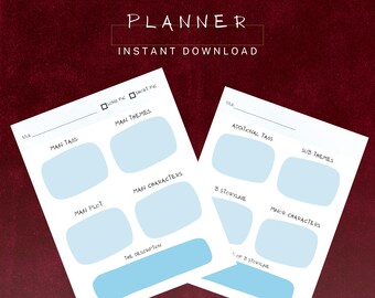 Fanfiction Story Planner Overview | Printable Fictional Novel Planner for Authors and Fanfic Writers