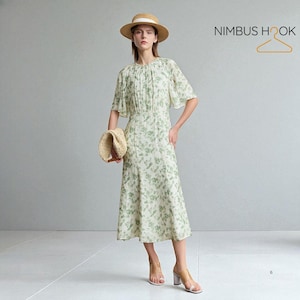 Summer Fit & Flare Midi Dress: Cotton Blend Minimalist Resort Wear