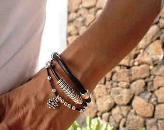 sterling silver multi strand bracelet, beads bracelet, women silver beaded bracelet