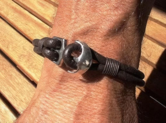 Leather & Silver Mens Bracelet • Matching Couple Bracelets • Custom mens bracelet Gift for him • Best Selling Items jewelry by Kekugi