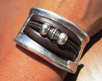 Leather & Silver Bracelets for women • Matching couple bracelets gift for women • Custom bracelet gift for her best selling ítems by kekugi