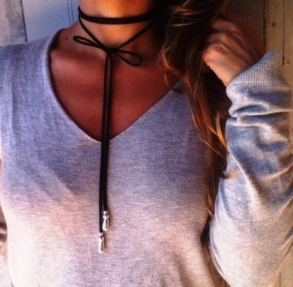 simple wrap statement boho chic silver pendant necklace, bohemian boho chic jewelry, leather handmade jewelry designs by kekugi