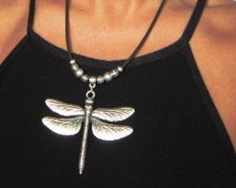 Dragonfly necklace, dragonfly jewelry, Women necklace, beads necklace, silver necklaces for women, dragonfly charm, sterling silver necklace