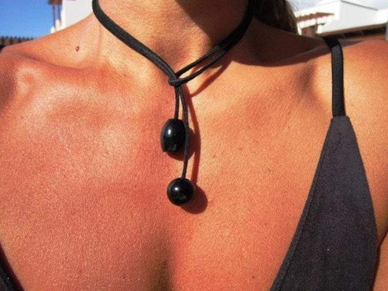 Best Selling Items Y Lariat obsidian onyx Necklace Gift for Her • Bohemian jewelry Necklaces for Women image 6