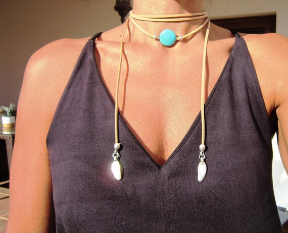 Statement Chunky silver turquoise Necklace Handmade Products • layered beaded necklace • Bohemian Personalized Jewelry Gift for Her or Host