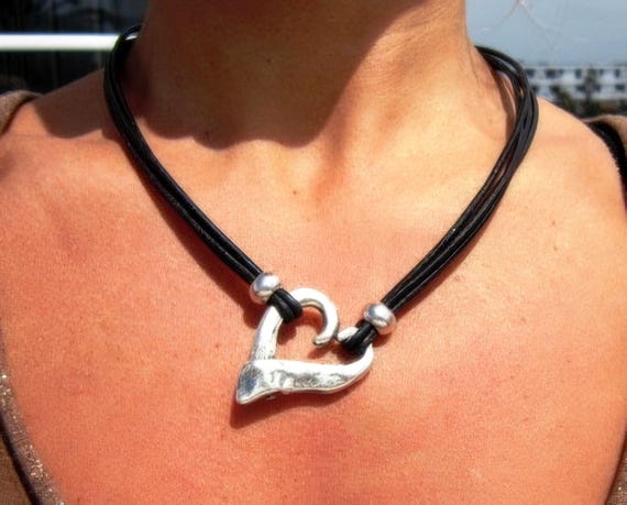 Couples Beaded Necklace with Silver Heart Pendant Charm • Bohemian Handmade jewelry Necklaces for Women • Personalized Jewelry Gift for Her