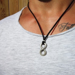 Infinity Silver Couples Necklace for Men – Charm Necklace Custom Gift Mens Jewelry Gifts for Men Unique Handmade by Kekugi