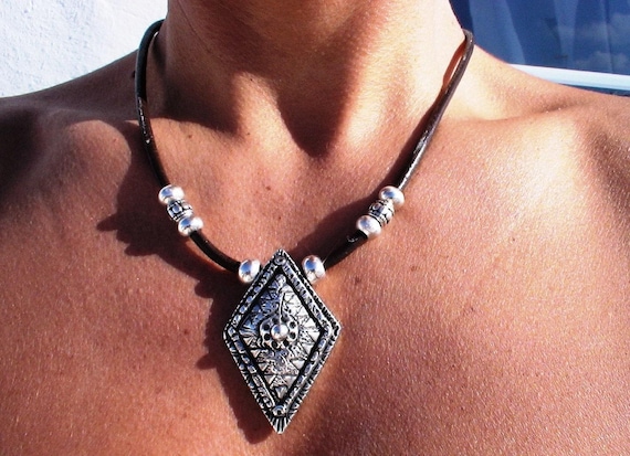 Custom Statement Silver Necklace • Beaded Couples Necklace Pendant Charm • Custom Personalized Jewelry • Best Selling Items Gift for Her