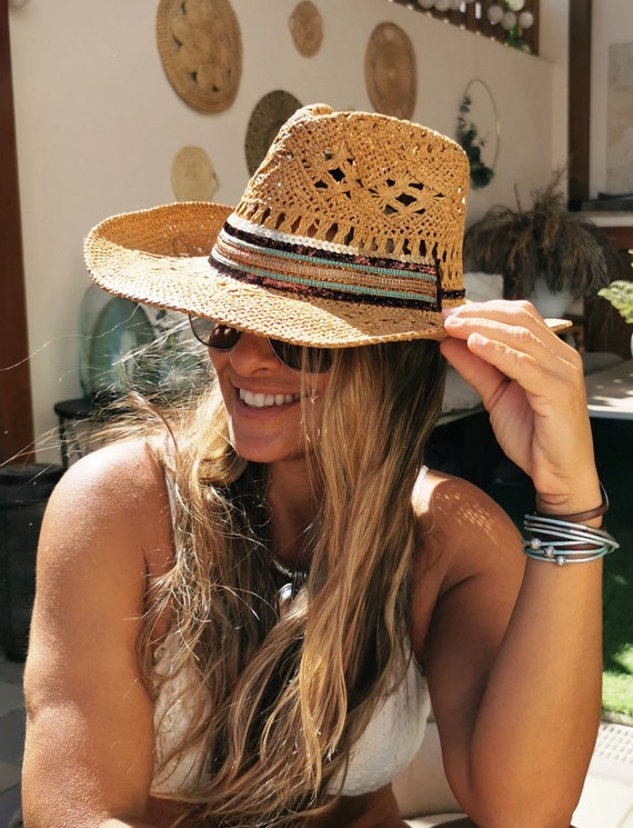 Personalized Straw Sun Hat for Women  Custom Bohemian Gift