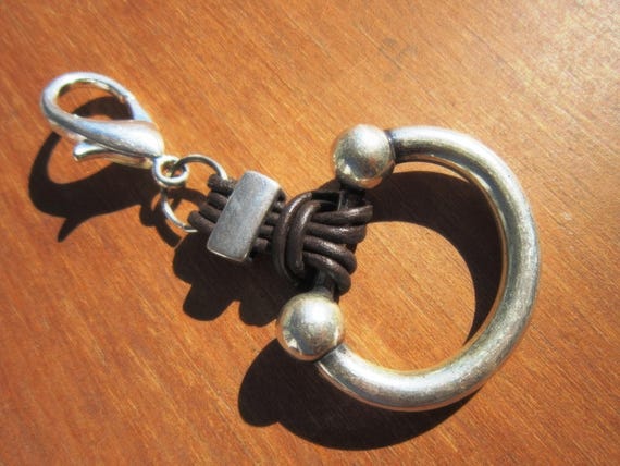 Silver Equestrian Personalized Leather Keychain for Men and Women • Custom Key Holder • Handmade Gift for Her Him