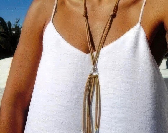 Best selling items Silver Everyday Pendant Beaded Necklace • Long Boho Layered Chunky Necklace Gift for Her • Necklaces for Women by Kekugi