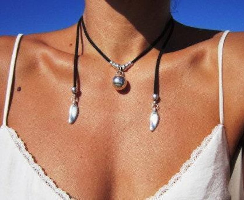 Statement Chunky silver pendant Necklace Handmade Products • layered beaded necklace • Bohemian Personalized Jewelry Gift for Her or Host image 5