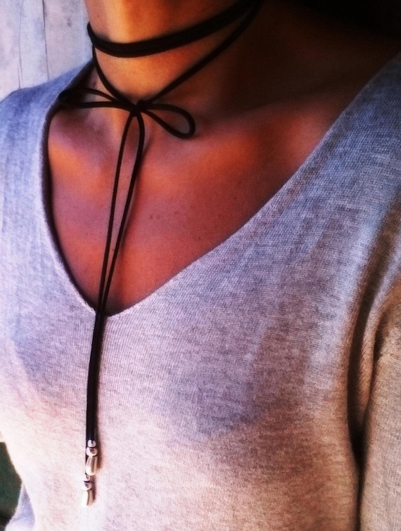 wrap necklace, wrap choker, choker necklace, leather choker, beaded choker, bohemian necklace, Boho jewelry, bohemian jewelry, hippy jewelry