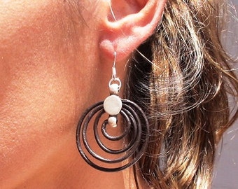 wrap earrings, silver dangle earrings Women earrings, drop earrings, leather earrings, sterling silver earrings, stud earrings, Pesonalized
