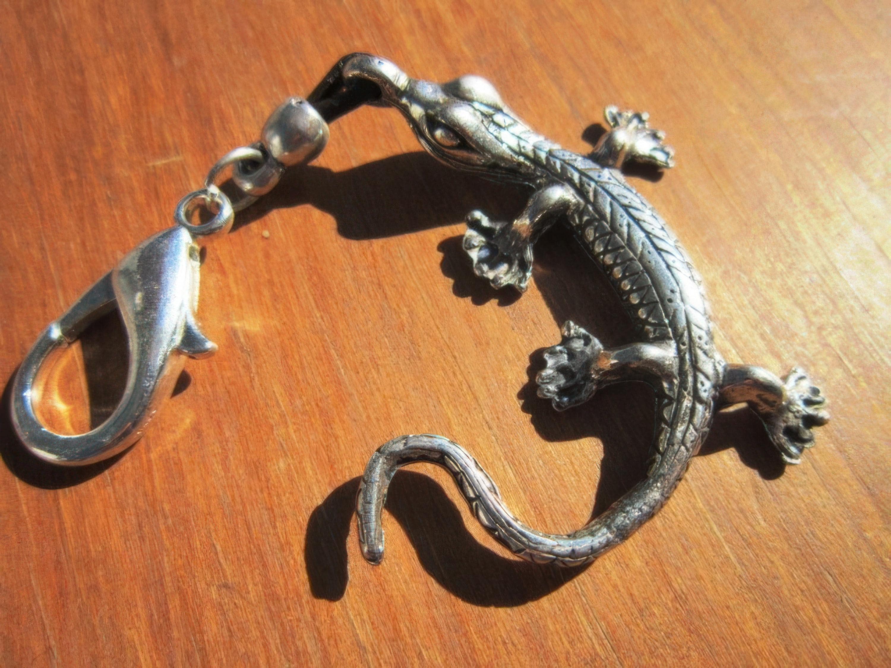 LIZARD SKIN KEYCHAIN, Handmade Keychain 