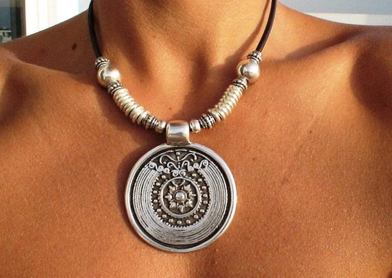 Custom Statement Silver Necklace • Beaded Couples Necklace Pendant Charm • Custom Personalized Jewelry • Best Selling Items Gift for Her