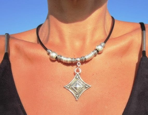 Silver Pendant Necklace birthday gift for Her or Mom • Personalized Gifts Anniversary Gift • Handmade Bohemian Jewelry Best selling items