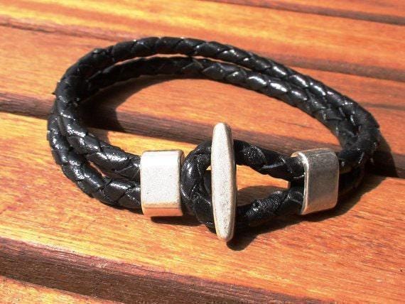 Leather & Silver Mens Bracelet • Matching Couple Bracelets • Custom mens bracelet Gift for him • Best Selling Items jewelry by Kekugi