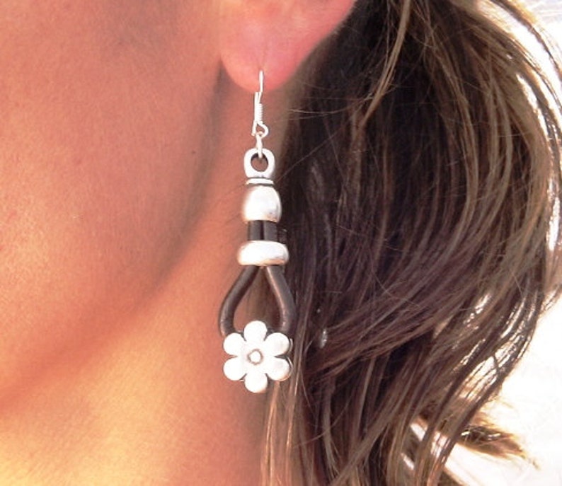 flower earrings, Earrings for women fashion jewelry, silver jewelry, sterling silver earrings, silver earrings, drop earrings, womens gifts image 1